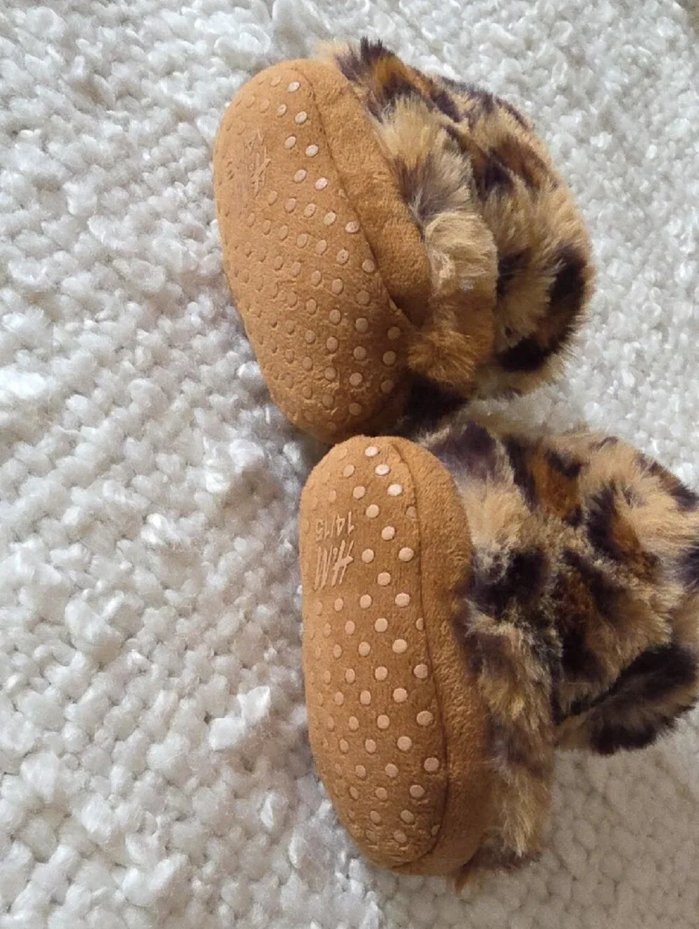 H&M Faux Fur Leopard-Print Baby Booties - Brown sz 14-15